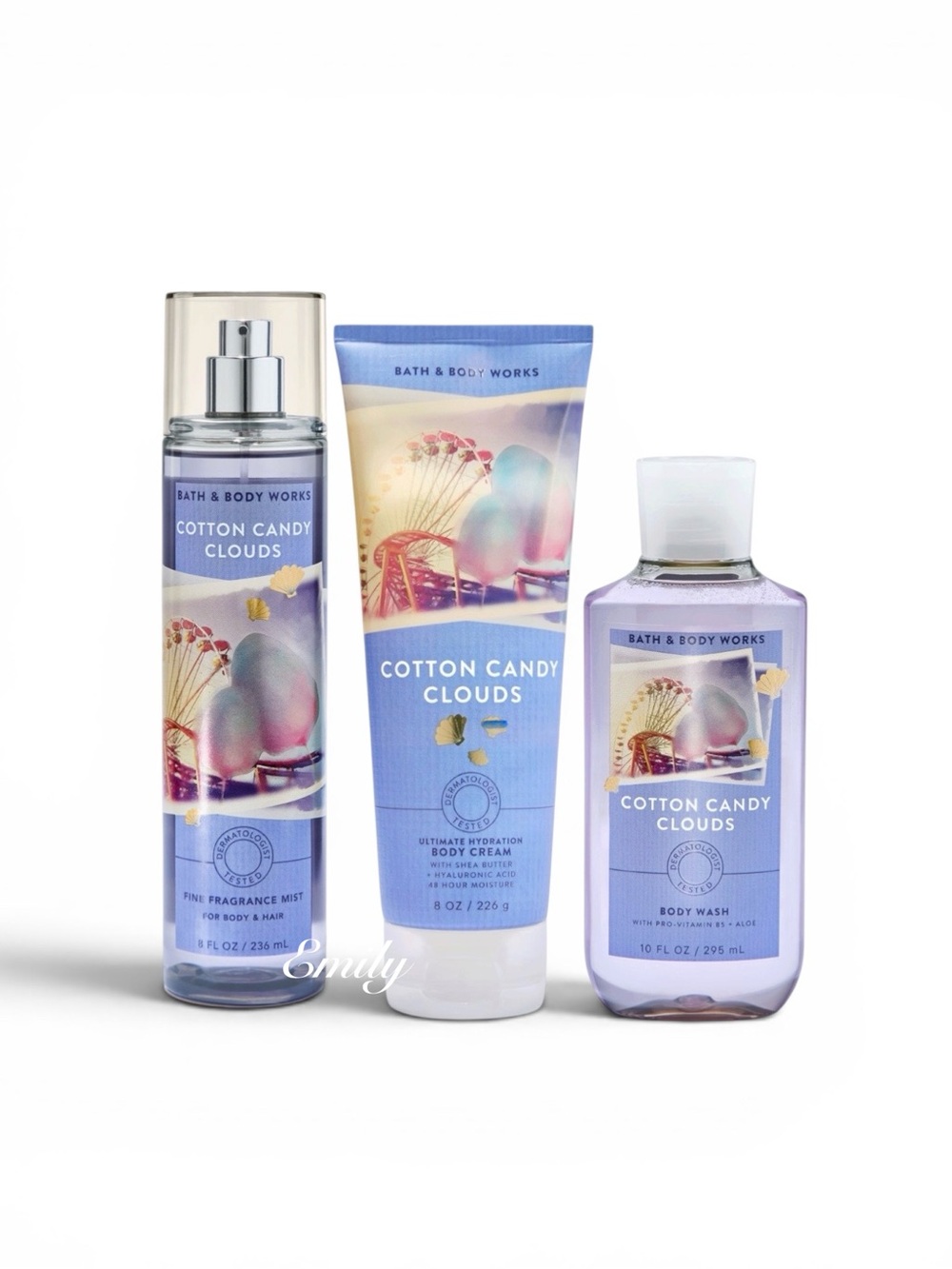 Bath & Body Works Cotton Candy Cloud 3 Piece Body Care Set